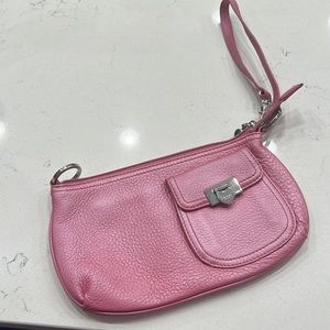 Convertible leather pink purse